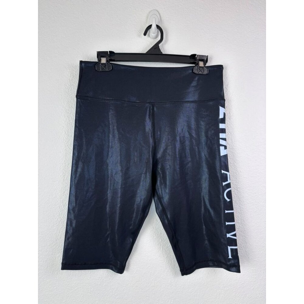 Zyia Active women's XXL black shimmer athletic bike shorts 12" inseam workout